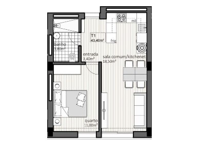 Apartamento T1 à venda na Rua de Silva Porto